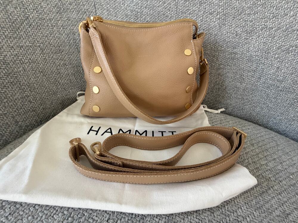 Hammitt NEW Bryant Medium Pebbled Leather Shoulder Bag in Color Toasty Sand